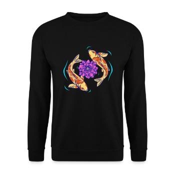 Lotus Flower and Koi Fishes - Unisex Sweatshirt - black - Front - Alina (178cm) & Michal (187cm)