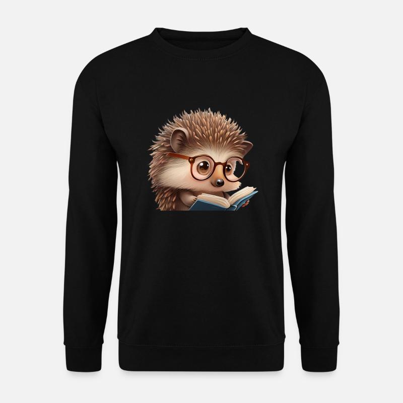 Lecture de hérisson mignon - Sweat-shirt Unisexe - noir