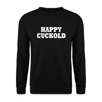 Happy cuckold - Unisex Pullover - Schwarz - Vorne - Alina (178cm) & Michal (187cm)