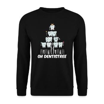 Oh Dentistree Sweet Tooth Christmas Tree - Unisex Sweatshirt - black - Front - Alina (178cm) & Michal (187cm)