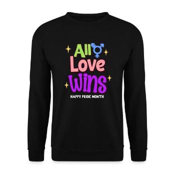 All Love Wins, Love Always Wins, Happy Pride Month - Unisex Sweatshirt - black - Front - Alina (178cm) & Michal (187cm)