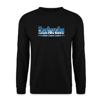 Karlsruhe Fussball Fans Mein Leben Lang - Unisex Pullover - Schwarz - Vorne - Alina (178cm) & Michal (187cm)