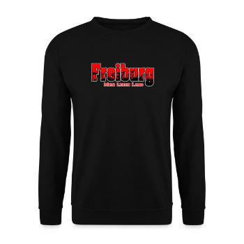 Freiburg Fussball Fans Mein Leben Lang - Unisex Pullover - Schwarz - Vorne - Alina (178cm) & Michal (187cm)