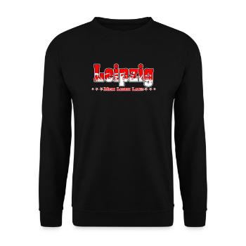 Leipzig Fussball Fans Mein Leben Lang - Unisex Pullover - Schwarz - Vorne - Alina (178cm) & Michal (187cm)
