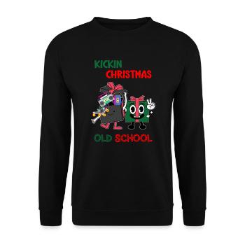 Kickin Christmas Old School, Old School Xmas - Unisex Sweatshirt - black - Front - Alina (178cm) & Michal (187cm)