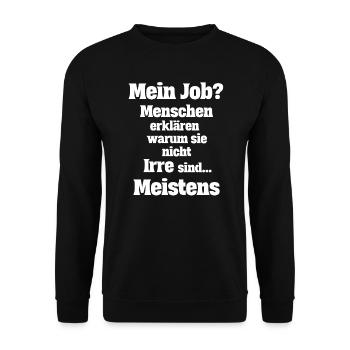 Lustiger Spruch Therapeut Menschen erklären - Unisex Pullover - Schwarz - Vorne - Alina (178cm) & Michal (187cm)