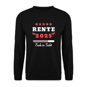 Rente 2025 für alle die bald in Rente gehen - Unisex Pullover - Schwarz - Vorne - Alina (178cm) & Michal (187cm)