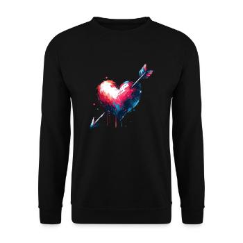Heart Art with Arrow Lovingly - Unisex Sweatshirt - black - Front - Alina (178cm) & Michal (187cm)