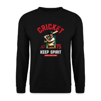 Cricket Retro Motif with Player Keep Spirit - Unisex Sweatshirt - black - Front - Alina (178cm) & Michal (187cm)