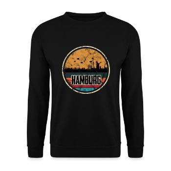 Hambourg Skyline City - Rétro Vintage - Sweat-shirt Unisexe - noir - Devant - Alina (178cm) & Michal (187cm)