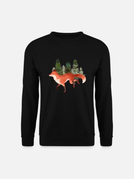Fuchs Kunst Orange Wald Natur wild Wolf Liebhaber - Unisex Pullover - Schwarz