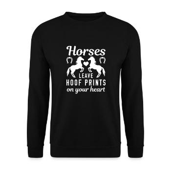 Horses Leave Hoof Prints On Your Heart - Unisex Sweatshirt - black - Front - Alina (178cm) & Michal (187cm)