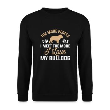 Ich liebe meine Bulldogge - Unisex Pullover - Schwarz - Vorne - Alina (178cm) & Michal (187cm)