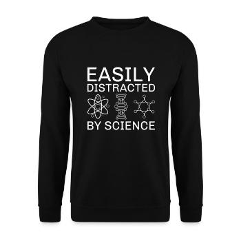 Leicht von der Wissenschaft abgelenkt - Unisex Pullover - Schwarz - Vorne - Alina (178cm) & Michal (187cm)