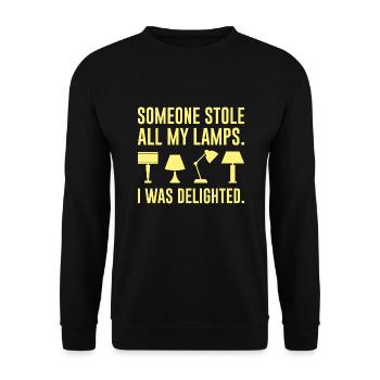 Jemand hat alle meine Lampen gestohlen - Unisex Pullover - Schwarz - Vorne - Alina (178cm) & Michal (187cm)
