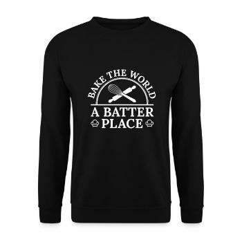 Bake The World A Batter Place - Sweat-shirt Unisexe - noir - Devant - Alina (178cm) & Michal (187cm)