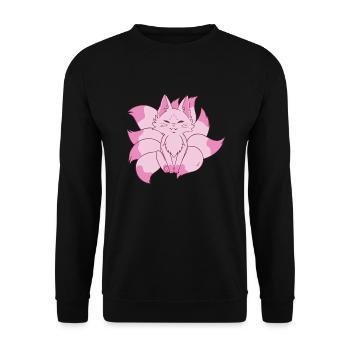 Kitsune Fuchs - Unisex Pullover - Schwarz - Vorne - Alina (178cm) & Michal (187cm)