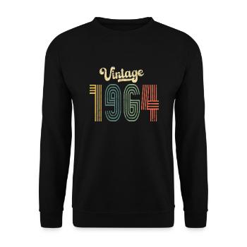60ème Anniversaire Vintage 1964 - Sweat-shirt Unisexe - noir - Devant - Alina (178cm) & Michal (187cm)