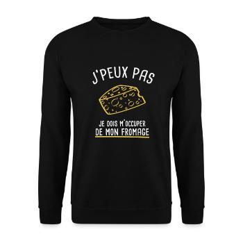 J'peux pas.. Fromage / Fromager / Cadeau Métier - Sweat-shirt Unisexe - noir - Devant - Alina (178cm) & Michal (187cm)