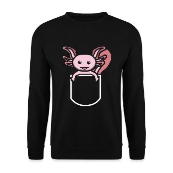 Doux Axolotl - Sweat-shirt Unisexe - noir - Devant - Alina (178cm) & Michal (187cm)