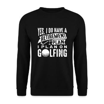 Ruhestandsplan Golfen - Unisex Pullover - Schwarz - Vorne - Alina (178cm) & Michal (187cm)