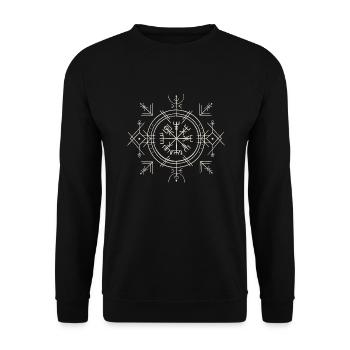 Wikinger Kompass Nordisch Keltisch Rune - Unisex Pullover - Schwarz - Vorne - Alina (178cm) & Michal (187cm)