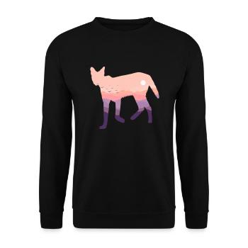 Serval Katze - Unisex Pullover - Schwarz - Vorne - Alina (178cm) & Michal (187cm)