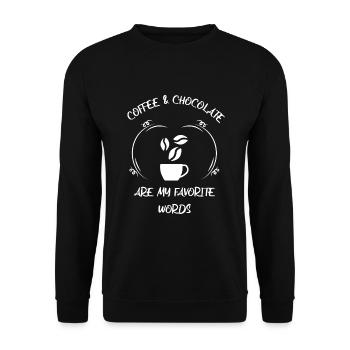 Kaffee Espresso Käffchen & Schokolade - Unisex Pullover - Schwarz - Vorne - Alina (178cm) & Michal (187cm)