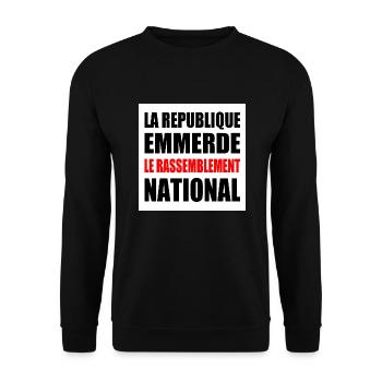 la republique emmerde le rassemblement national - Sweat-shirt Unisexe - noir - Devant - Alina (178cm) & Michal (187cm)