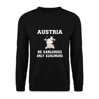 Austria Kuhlimuhs Kuh Österreich Mundart Geschenk - Unisex Pullover - Schwarz - Vorne - Alina (178cm) & Michal (187cm)