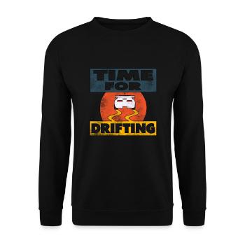 Time for Drifting Retro Turbo Tuning KFZ Geschenk - Unisex Pullover - Schwarz - Vorne - Alina (178cm) & Michal (187cm)