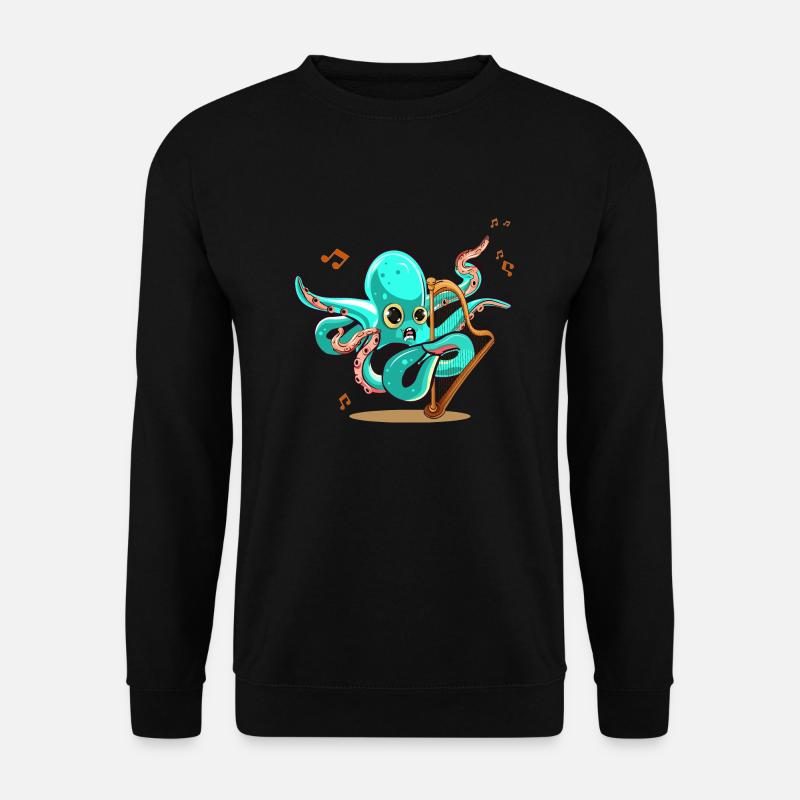Octopus Playing Harp - Unisex Sweatshirt - black