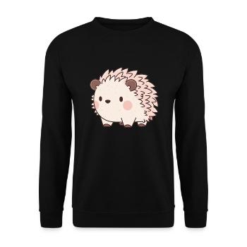 Süßer Vintage Igel - Unisex Pullover - Schwarz - Vorne - Alina (178cm) & Michal (187cm)