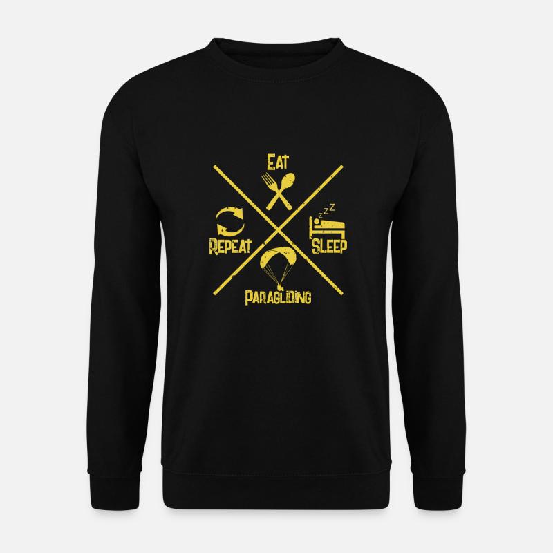 Essen Schlafen Paragliding - Unisex Pullover - Schwarz