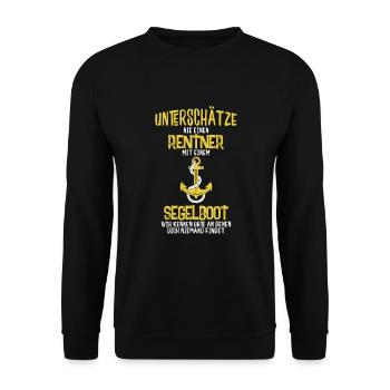 Kapitän am Segelboot - Unisex Pullover - Schwarz - Vorne - Alina (178cm) & Michal (187cm)