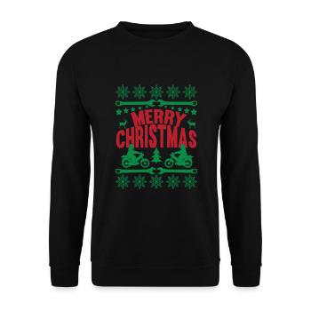 Moped Simson Christmas Gift T-Shirt - Unisex Sweatshirt - black - Front - Alina (178cm) & Michal (187cm)