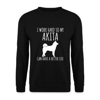 Akita Dog Work Hard Gift T-Shirt - Unisex Sweatshirt - black - Front - Alina (178cm) & Michal (187cm)