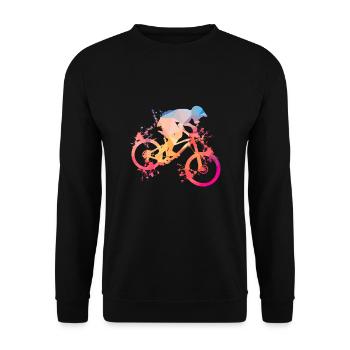 T-shirt de cadeau de père de vélo de vélo de montagne - Sweat-shirt Unisexe - noir - Devant - Alina (178cm) & Michal (187cm)