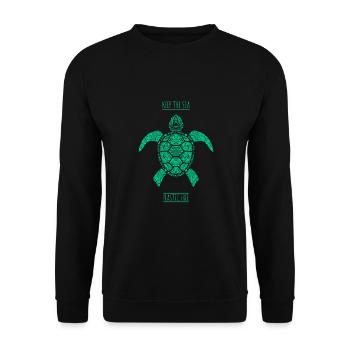 Klimaschutz gegen Plastik im Meer - Unisex Pullover - Schwarz - Vorne - Alina (178cm) & Michal (187cm)