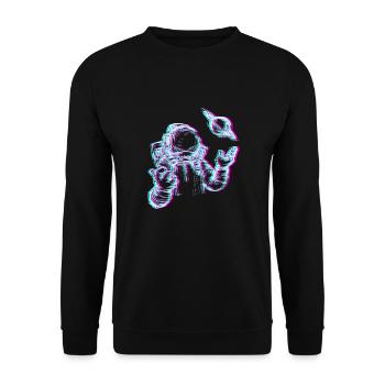 Glitch astronaut in space - Unisex Sweatshirt - black - Front - Alina (178cm) & Michal (187cm)
