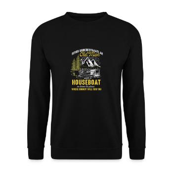 Never underestimate a houseboat captain - Unisex Sweatshirt - black - Front - Alina (178cm) & Michal (187cm)