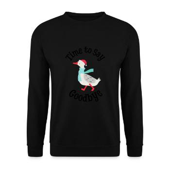 Weihnachtsgans Time to Say Goodbye - Unisex Pullover - Schwarz - Vorne - Alina (178cm) & Michal (187cm)