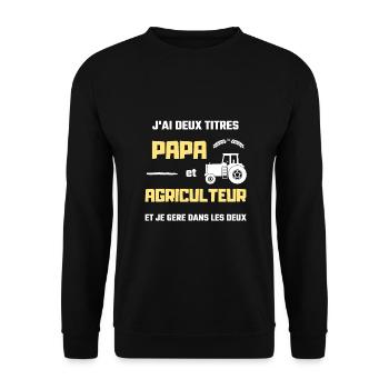 t shirt papa agriculteur humour agricole homme - Sweat-shirt Unisexe - noir - Devant - Alina (178cm) & Michal (187cm)