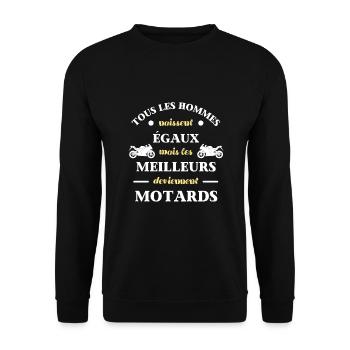 t shirt meilleur motard humour moto homme motards - Sweat-shirt Unisexe - noir - Devant - Alina (178cm) & Michal (187cm)