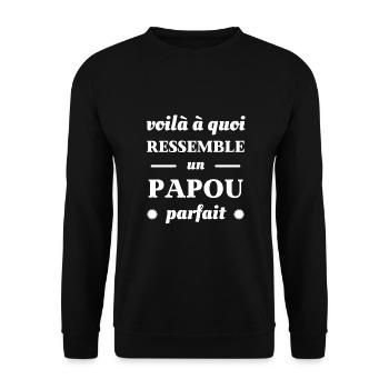 t shirt papou parfait humour fete des peres papa - Sweat-shirt Unisexe - noir - Devant - Alina (178cm) & Michal (187cm)