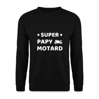 t shirt super papy motard humour moto grand pere - Sweat-shirt Unisexe - noir - Devant - Alina (178cm) & Michal (187cm)