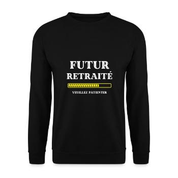 t shirt futur retraité humour retraite homme papy - Sweat-shirt Unisexe - noir - Devant - Alina (178cm) & Michal (187cm)