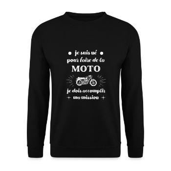 t shirt je suis né moto humour motard homme drole - Sweat-shirt Unisexe - noir - Devant - Alina (178cm) & Michal (187cm)