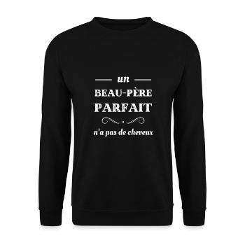 t shirt beau pere pas de cheveux humour beau papa - Sweat-shirt Unisexe - noir - Devant - Alina (178cm) & Michal (187cm)