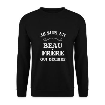 t shirt beau frere qui dechire humour beauf drole - Sweat-shirt Unisexe - noir - Devant - Alina (178cm) & Michal (187cm)